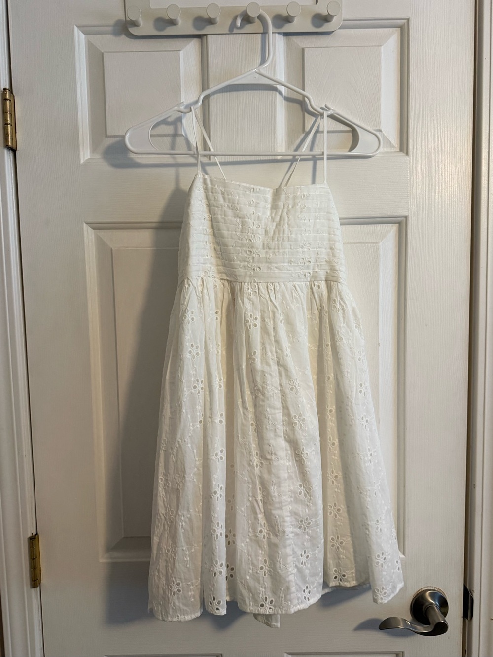 Classic White Eyelet Spaghetti-Straps Dress